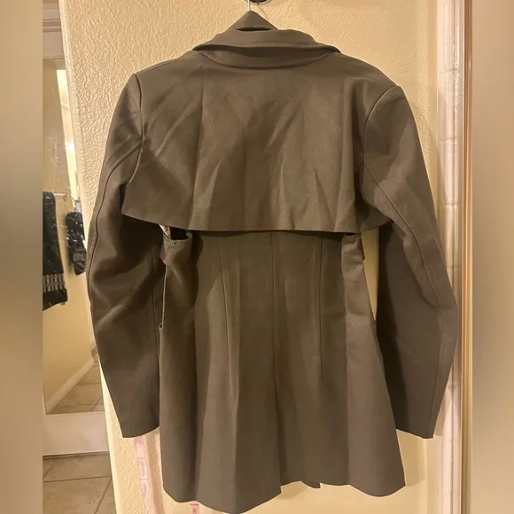 2/$50 NWT Choosy Olive Military Cutout Jacket w/Shoulder Pads/Pockets Multi size - Picture 4 of 6